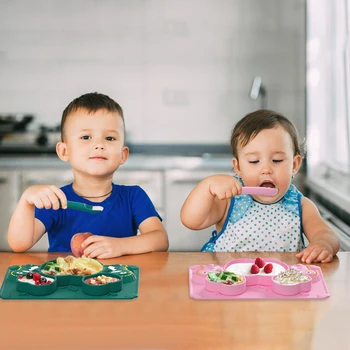 1setBaby Söötmine Silikoon Kauss Spill Proof Silikoonist Lusikas Beebi Õhtusöök Plaat Söötmine Dinnerware teise lapse Imiku Toidunõude Komplekt
