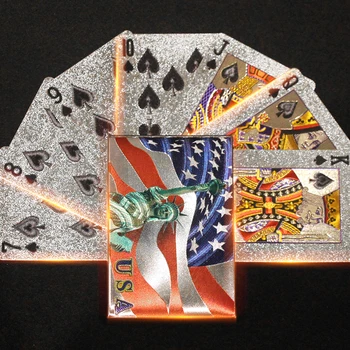2121 Uus Saabub vabadussammas Hõbe Foolium Poker USA kulumiskindel Smoonth 100%PVC Meelelahutus Magic Trikke Pokkerit Kingitus