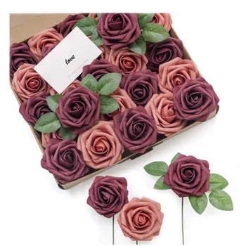 25 tk roosi lille tehislilled Kimp Pulmas Dekoratiivsed DIY lill Pulm teenetemärgi