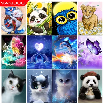 Armsad Loomad 5D DIY Diamond Maali Panda Dolphin Kass Diamond Tikandid Maali Täielik Teemant Mosaiik Home Decor Lastele Kingitusi