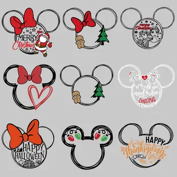 Disney Kaubamärgi Mickey Mouse pea vibu Jõulud Vinüül Kleebis Riided südame raud plaaster DIY teenetemärgi