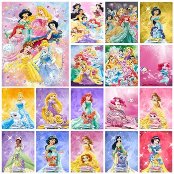 Disney Värvimine Poolt Numbrid printsess Tüdrukud DIY Värvi Numbrid Multikas Täiskasvanutele Lõuend Värvimine Numbri Järgi Kodu Kaunistamiseks Kunst
