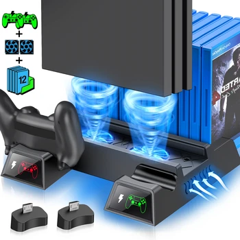 Eest PS4 Slim/PS4 Pro/PS4 Vertikaalne Seista jahutusventilaator Kahekordne Töötleja laadimisjaama Playstation 4 PS4 Tarvikud