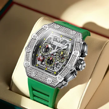 Erinevaid Fashion Design Diamond Inkrusteeritud Meeste Vaata ONOLA Luksus Täis-automaat Mehaanilised Veekindel Teip Kellad Meeste kell