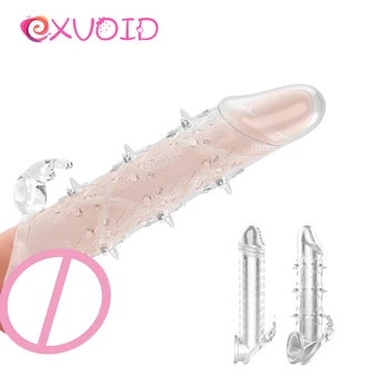 EXVOID Peenise Varruka lükata Ejakulatsiooni Silikoon Sugu Mänguasjad Paarid Crystal Penis Extender Enlarger Kukk Enlarger Ringi Sex Shop