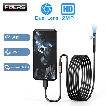 FUERS 1080P Dual Lens Raske Kaabel Mini Kaamera Endoscope Kaamera, WiFi, Veekindel Endoscope Kontroll Android, IOS Auto Kanalisatsiooni