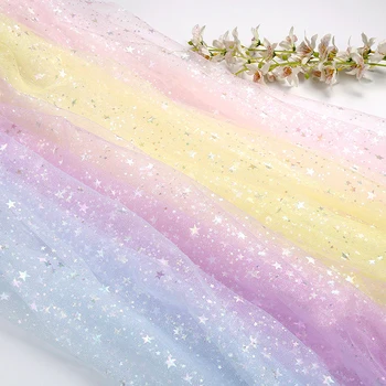 Glitter Star Trükkimine Tüll-Kangast 155cm Laius Tüdrukute Suvine Kleit Printsess Kleit, Käsitöö DIY Rõivaste Kaunistamiseks Riie