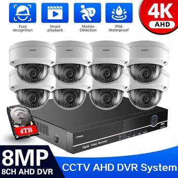 HD 4K 8MP kaameraga videovalve Süsteem 8CH AHD DVR Kit 8.0 MP HD Siseruumides Väljas CCTV Kaamera P2P video Security System Komplekt