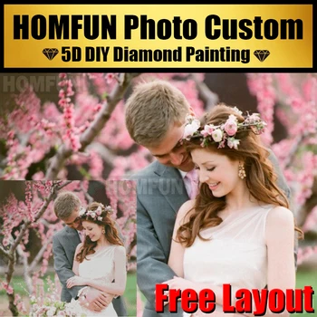 HOMFUN 5D Diamond Maali! Era Kohandatud Vanemad,Lapsed,Armastavad Pildi Fotosid Täis Kive Teha Oma Teemant 5D