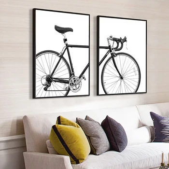 Ilus Minimalistlik Bike Pildid Seina Art Jalgratta Lõuendile Maali Must Ja Valge Põhjamaade Ja Skandinaavia Plakat Home Decor