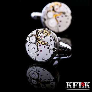 KFLK brändi, kõrge kvaliteet mehaaniline cufflinks mens hõbedase mansetinööbid pulm kingitus prantsuse särk nuppu Uus saabumist külalist
