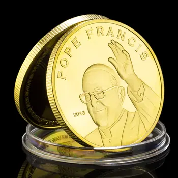 Kui 266th Paavst On Katoliku Kiriku Paavst Francis Suveniiride Mündi Laekuva kullatud mälestusmünte