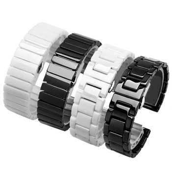 kvaliteetne keraamiline watchband 14 15 16 17 18 19 20 21 22 mm must valge käekella rihma, meeste ja naiste käevõru