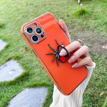 Luksus galvaanilise Spider Heliseb telefon case for iphone 13 12 Pro MAX 11 Pro Max XS-XR-X SE 7 8 pluss Telefoni Omanik Rõnga Käepide Juhul