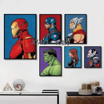Marvel Avengers Superkangelane Lõuend Maalid Spiderman Retro Koomiline Plakat Iron Man Seina Art Pilt elutuba Home Decor