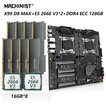 MASINIST X99 D8 MAX Emaplaadi LGA-2011-3 Dual CPU Kit Komplekt Xeon E5 2666 V3*2 Protsessor 128G=16G*8 DDR4 ECC RAM Kaheksa-Kanalid