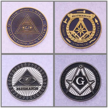 Metallist Käsitöö Freemason Masonic Mason illuminaadid kõikenägev Silm Väljakutse Mündid