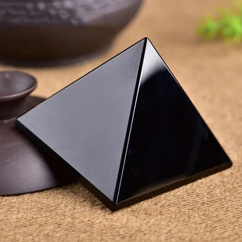 Must Obsidian 1.5 tolline Loomulik Püramiid Nikerdatud Tšakrate Tervendamine Crystal Reiki Kivi parima Kvaliteediga Gemstone FengShui Kodu Kaunistamiseks