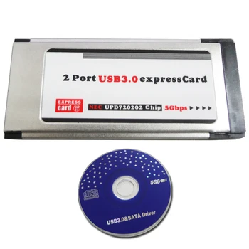 PCI Express USB 3.0 Dual 2 Pordid PCI-E Kaardi Adapter NEC Chipset 34MM ExpressCard Pesa Converter 5 gbit / s PCMCIA ExpressCard
