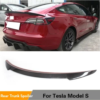 Taga Pagasiruumi Tiivad Spoiler Jaoks Tesla Model S Sedaan 4-Ukseline 2012 - 2019 Auto Tagumine Pagasiruumi Boot Spoiler Tiivad Carbon Fiber / FRP
