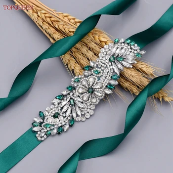 TOPQUEEN S22 Pulm Vöö Roheline Teemant Vöö Rhinestone Vöö Luksus Disainer Vööd Naistele Pruudi Vööd Ja Tiivad Läikiv Vöö