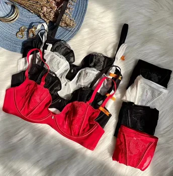 Uued tikandid kogutud pesu kontrasti, värvi rinnahoidja sukkpüksid komplekti naiste plain värvi ultra-õhuke puuvilla-vaba pad aluspesu komplekt
