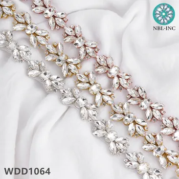 (1 hoovis ）Silver gold crystal rhinestone pruudi vöö sisekujundus kuld raud õmble pulm kleit WDD1064