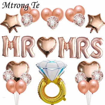 1Set Ring Rose Gold Glitter Prindi Mr&Mrs ARMASTUS Foolium Õhupallid Pruut Tuleb Abielu Pulm sõbrapäeva Decor Õhu Globos