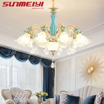 Põhjamaade Luxury Crystal Laes Lühtrid Tsingi Sulam LED Tuled elutuba, Köök Loft Kodu Decora Keraamika lühtrid